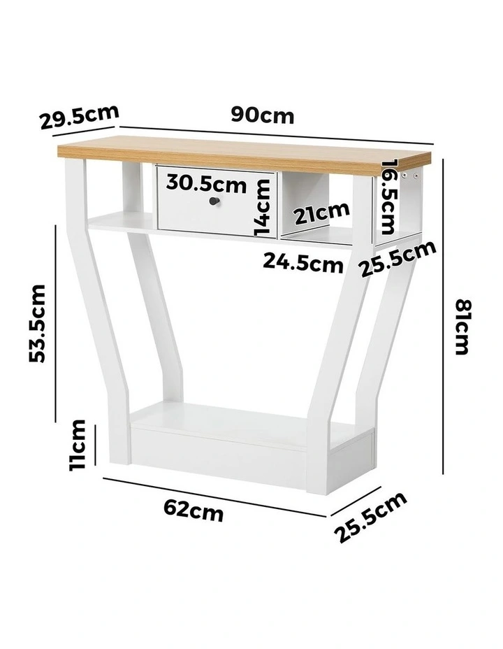 Oikiture Console Table 1 Drawer Hallway Entryway Storage Shelf Side Desk WH&WD image 3
