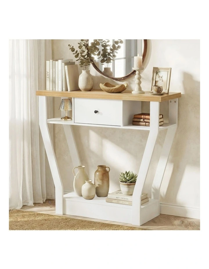 Oikiture Console Table 1 Drawer Hallway Entryway Storage Shelf Side Desk WH&WD image 4