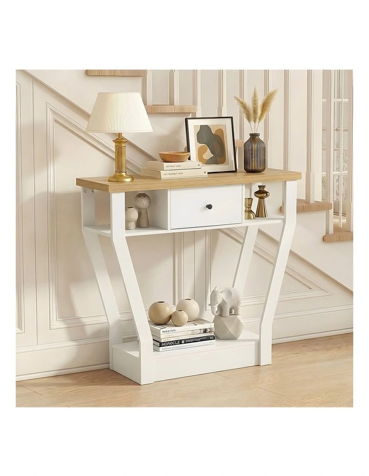 Oikiture Console Table 1 Drawer Hallway Entryway Storage Shelf Side Desk WH&WD image 5