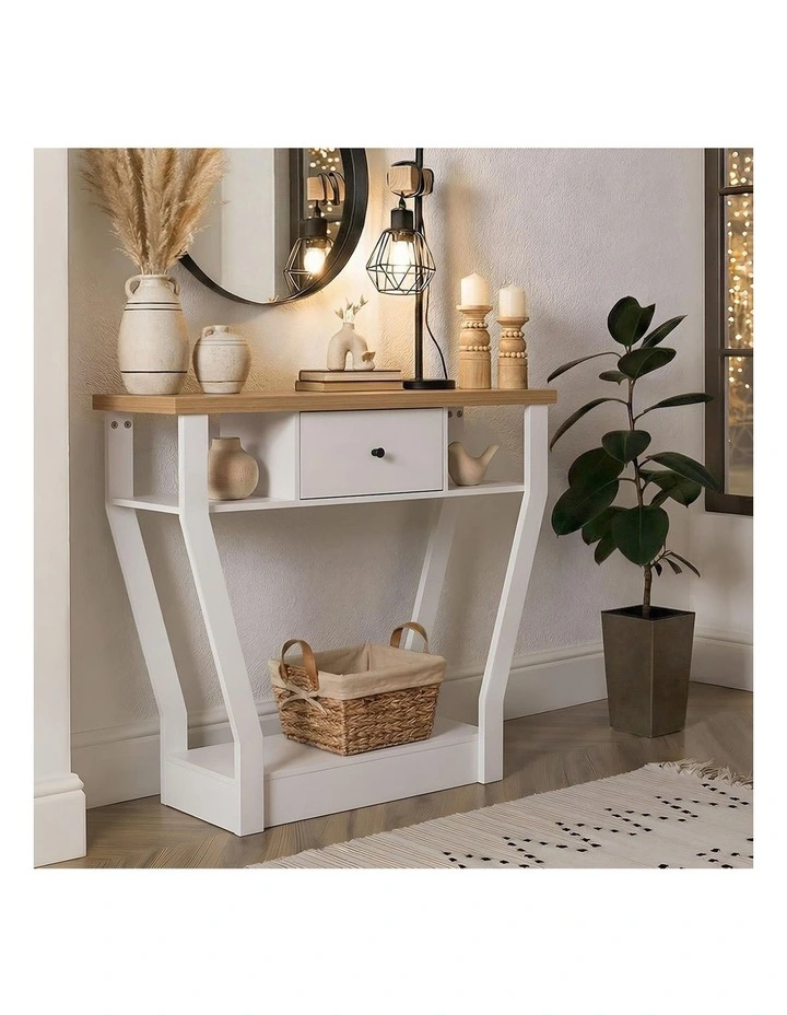 Oikiture Console Table 1 Drawer Hallway Entryway Storage Shelf Side Desk WH&WD image 7