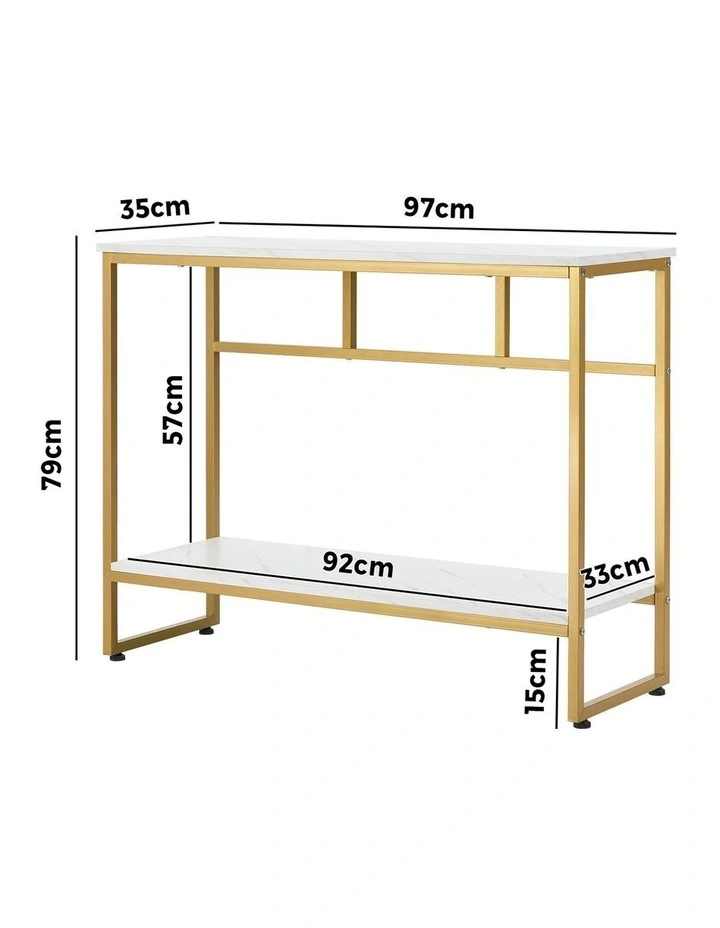 Oikiture Console Table Hallway Marble Effect Metal Entry Table Display WH&GD image 3