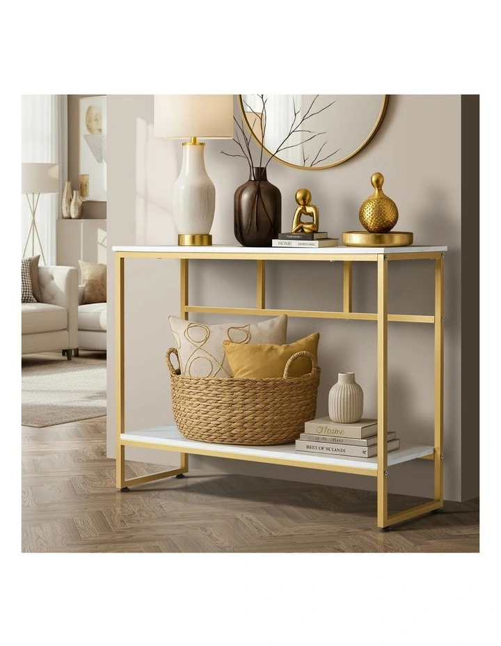 Oikiture Console Table Hallway Marble Effect Metal Entry Table Display WH&GD image 4