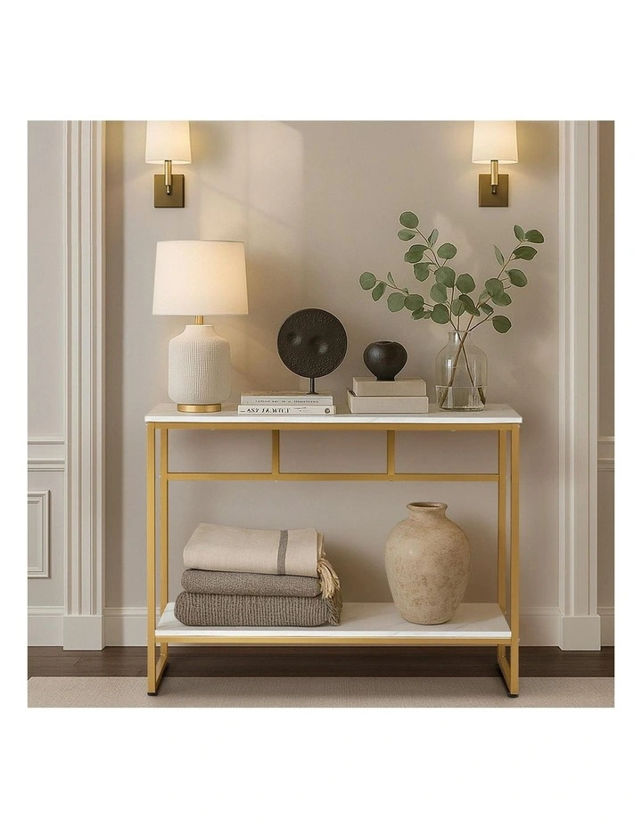 Oikiture Console Table Hallway Marble Effect Metal Entry Table Display WH&GD image 7