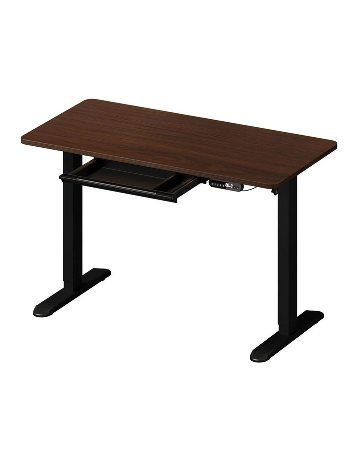 Oikiture 120cm Electric Standing Desk With Drawer Adjustable Height Black image 1
