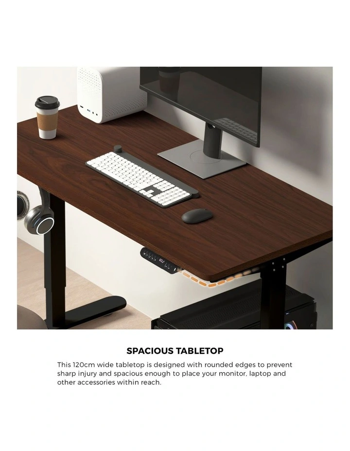 Oikiture 120cm Electric Standing Desk With Drawer Adjustable Height Black image 6