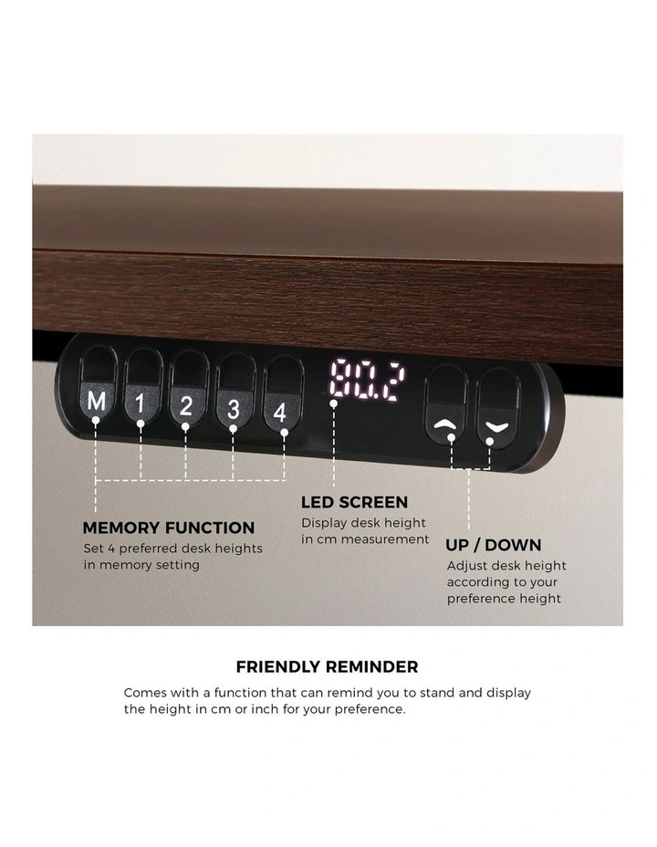 Oikiture 120cm Electric Standing Desk With Drawer Adjustable Height Black image 7