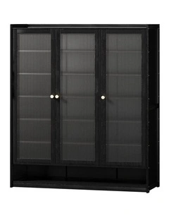Oikiture Shoe Cabinet Shoes Storage Rack Organiser 3 Doors Shelf Black