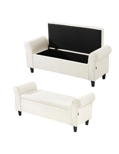 Oikiture Storage Ottoman Blanket Box Sherpa Fabric Arm Foot Stool Couch Large