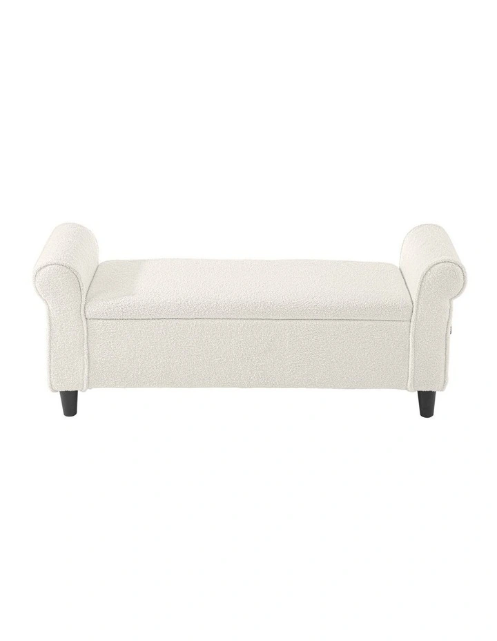 Oikiture Storage Ottoman Blanket Box Sherpa Fabric Arm Foot Stool Couch Large image 2