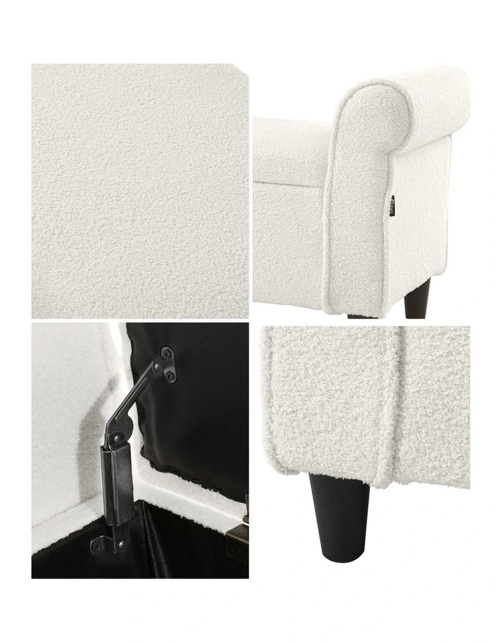 Oikiture Storage Ottoman Blanket Box Sherpa Fabric Arm Foot Stool Couch Large image 6