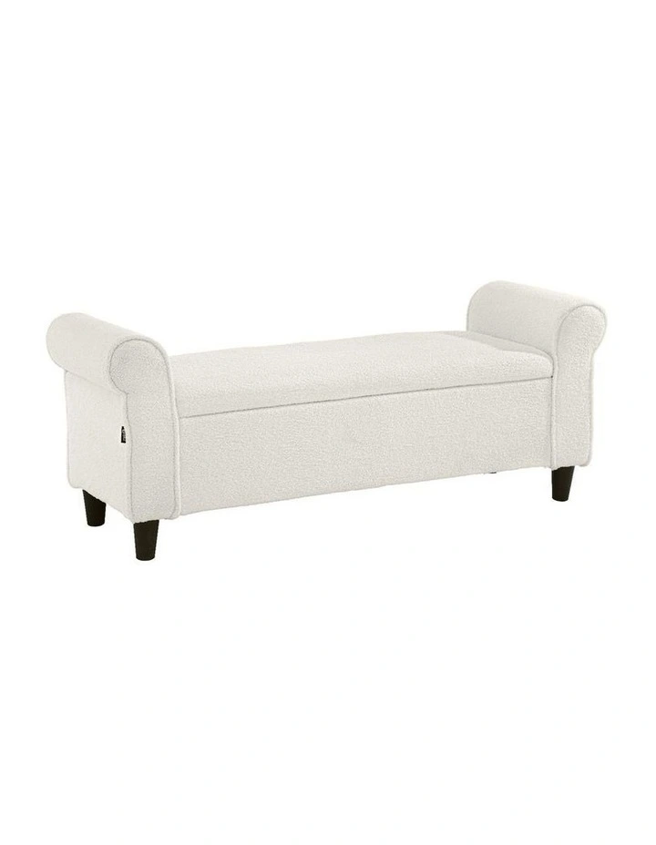 Oikiture Storage Ottoman Blanket Box Sherpa Fabric Arm Foot Stool Couch Large image 7