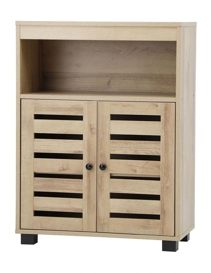 Oikiture Buffet Sideboard Storage Cabinet Slatted Doors Natural image 1
