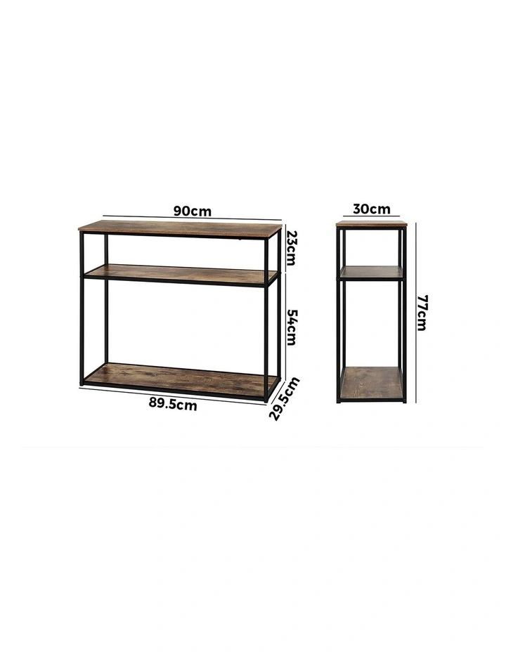 Oikiture Hall Console Table Metal Hallway Desk Entry Display Wooden Furniture image 3
