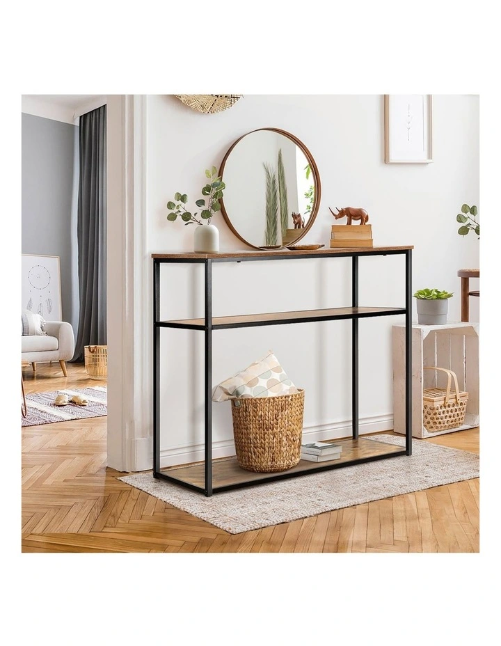 Oikiture Hall Console Table Metal Hallway Desk Entry Display Wooden Furniture image 5