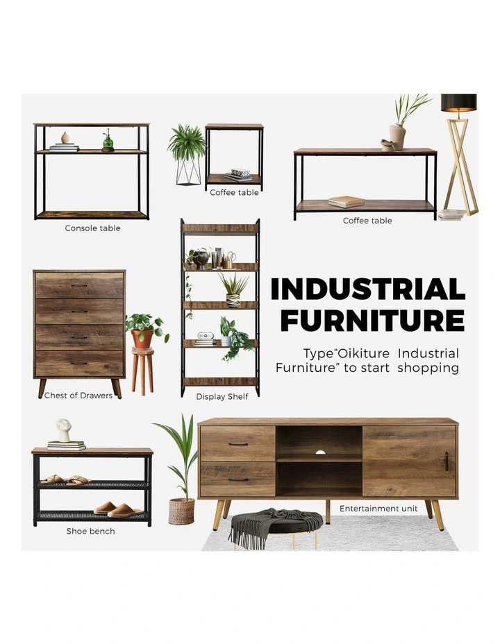 Oikiture Hall Console Table Metal Hallway Desk Entry Display Wooden Furniture image 7