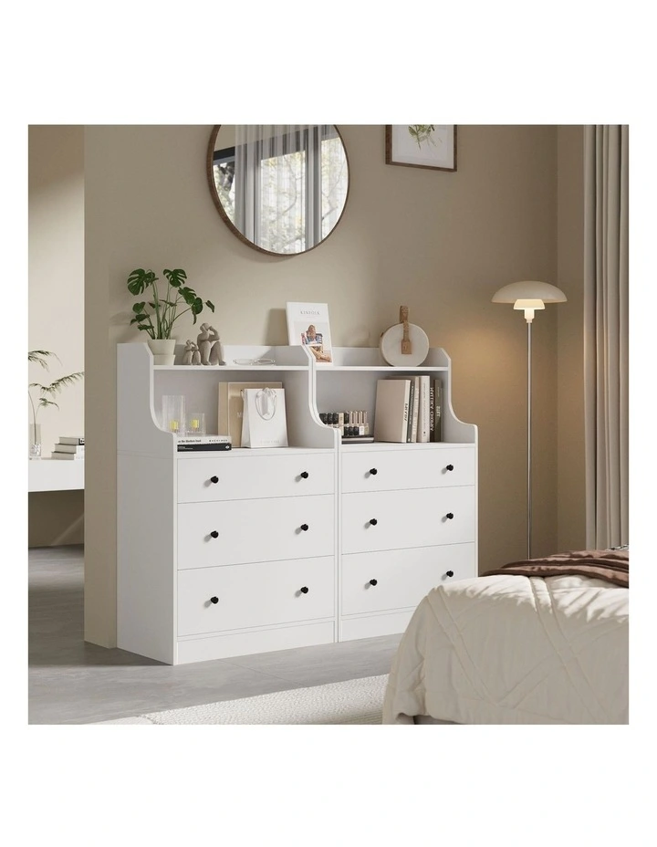 Oikiture Sideboard Buffet 3 Chest of Drawers White image 5