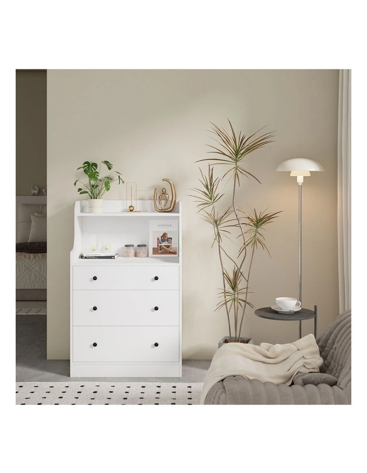 Oikiture Sideboard Buffet 3 Chest of Drawers White image 7