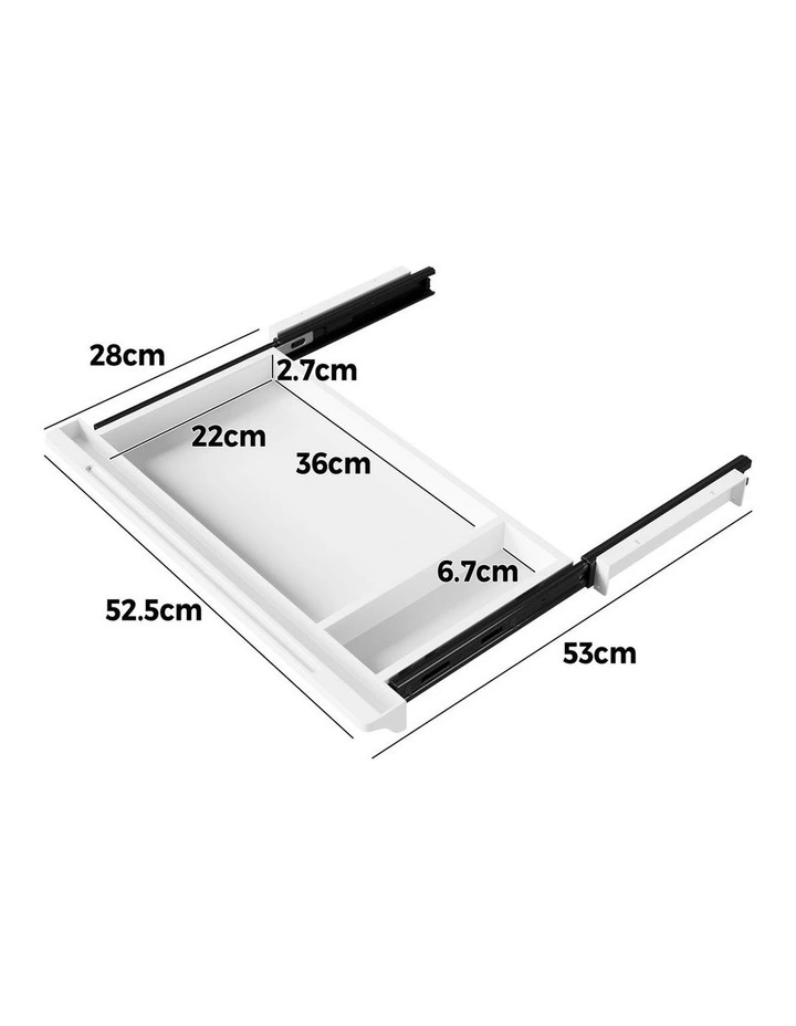 Oikiture Under Desk Drawer Sliding Storage Organizer White image 3