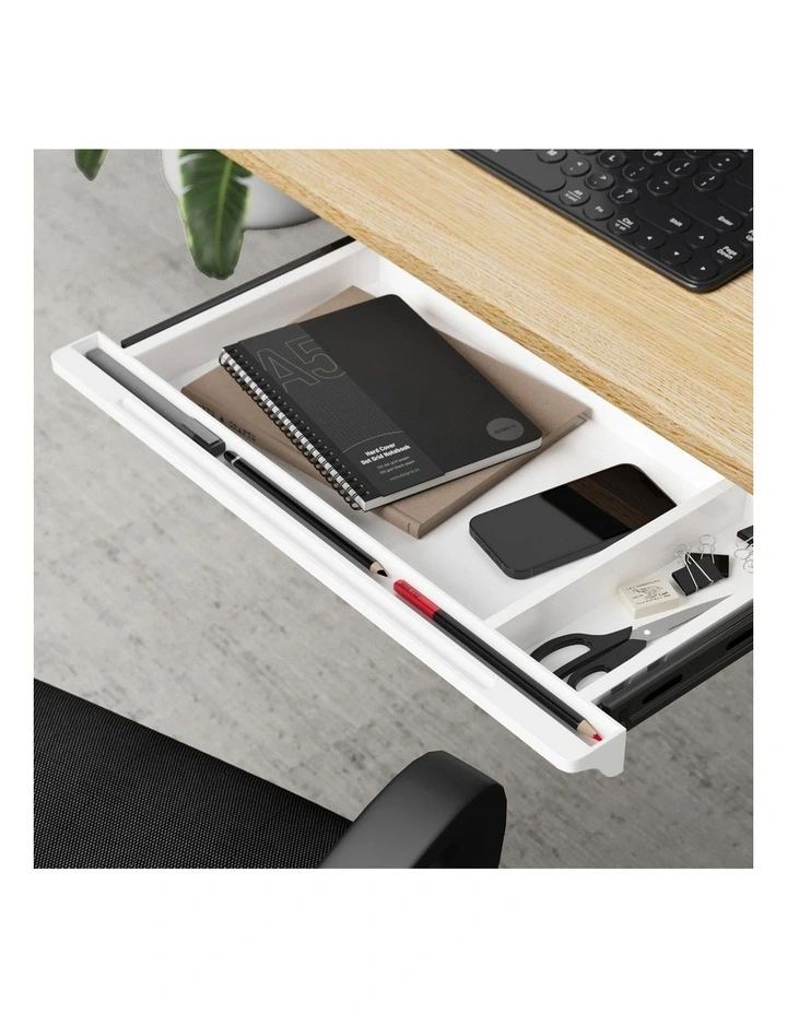 Oikiture Under Desk Drawer Sliding Storage Organizer White image 4