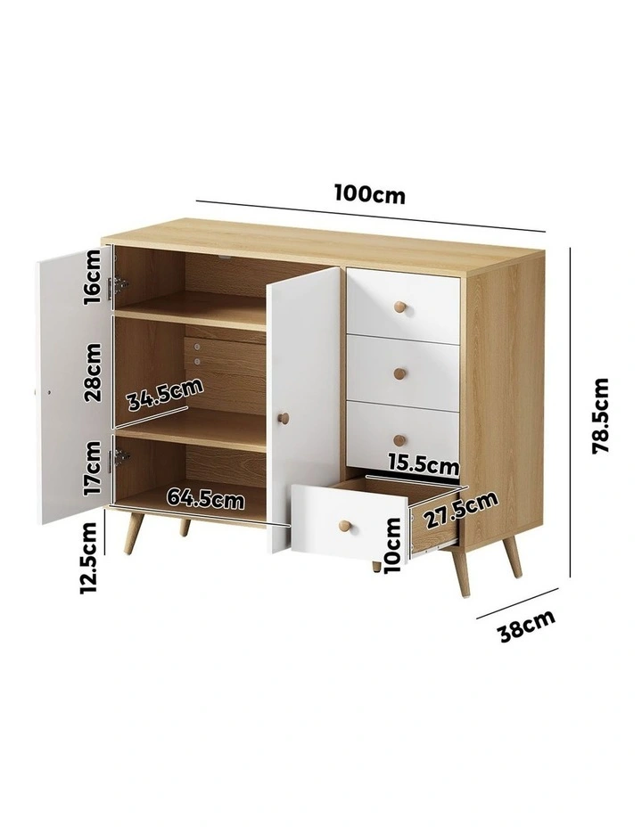 Oikiture Buffet Sideboard Cabinet 4 Drawers 2 Doors image 3