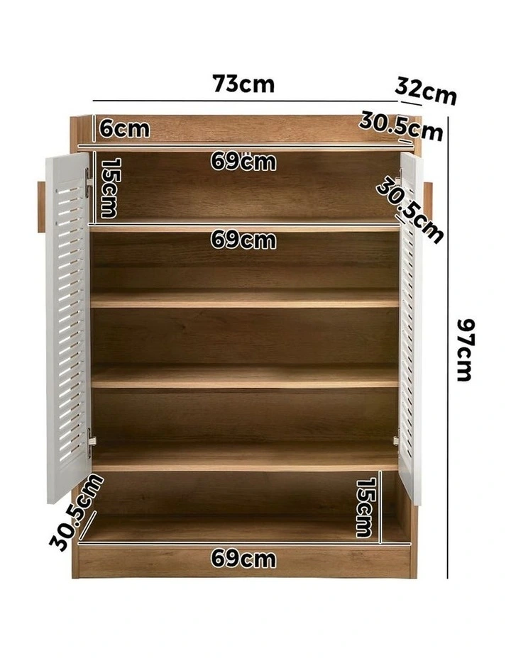 Oikiture Shoe Storage Cabinet 5-Tier Rack 2 Doors Organiser Shelf Enterway image 3