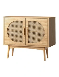 Oikiture 2 Door Rattan Buffet Sideboard Storage Cabinet
