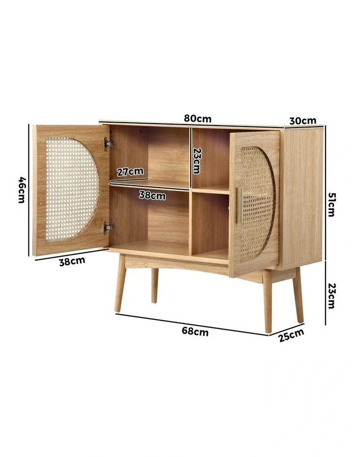 Oikiture 2 Door Rattan Buffet Sideboard Storage Cabinet image 3