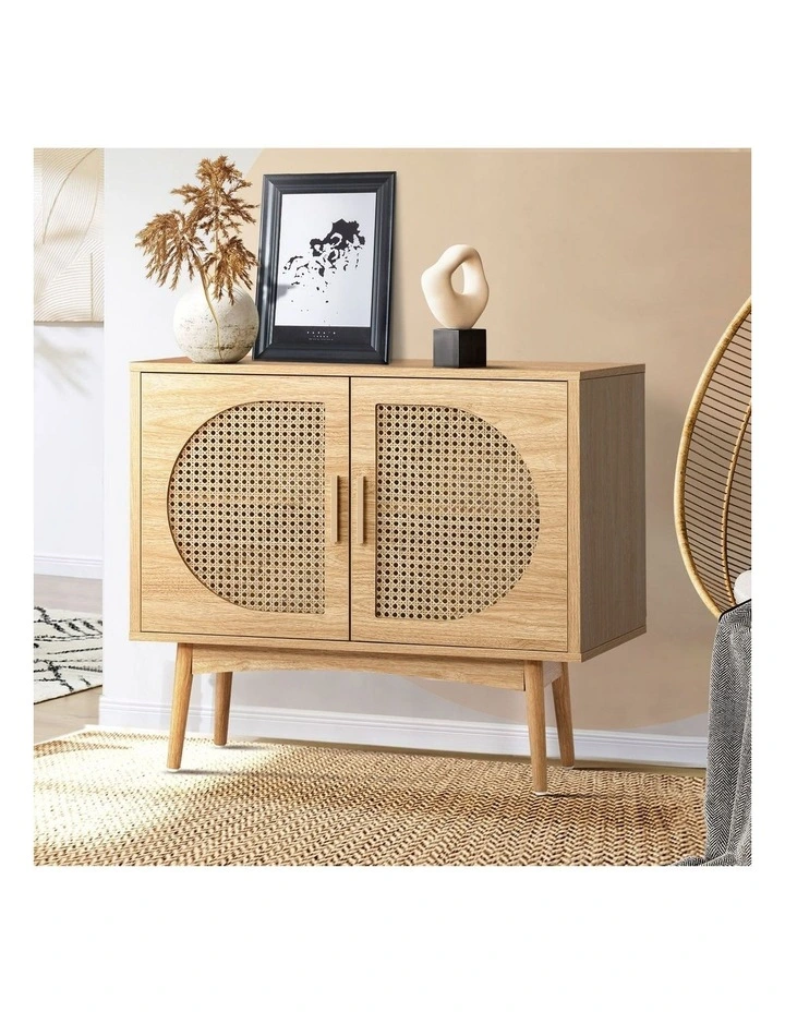 Oikiture 2 Door Rattan Buffet Sideboard Storage Cabinet image 4