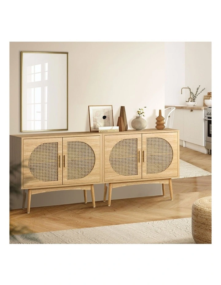 Oikiture 2 Door Rattan Buffet Sideboard Storage Cabinet image 5