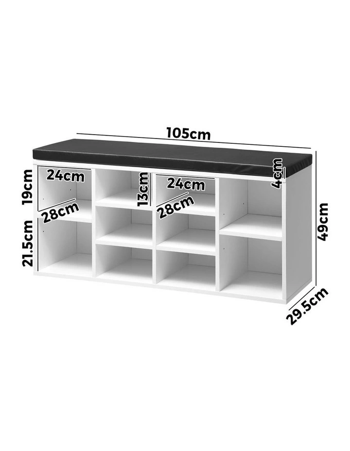 Oikiture Shoe Cabinet Bench Shoe Storage Rack PU Padded Seat Organiser Cupboard image 3