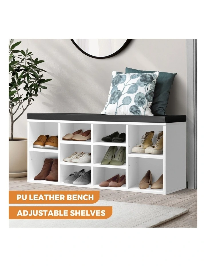 Oikiture Shoe Cabinet Bench Shoe Storage Rack PU Padded Seat Organiser Cupboard image 4