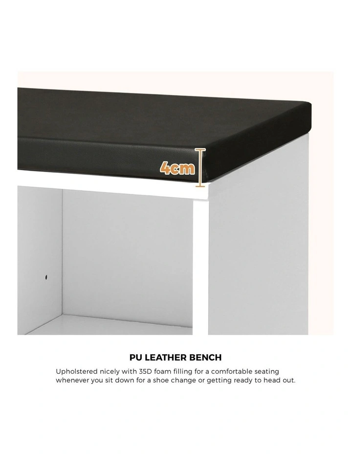 Oikiture Shoe Cabinet Bench Shoe Storage Rack PU Padded Seat Organiser Cupboard image 6