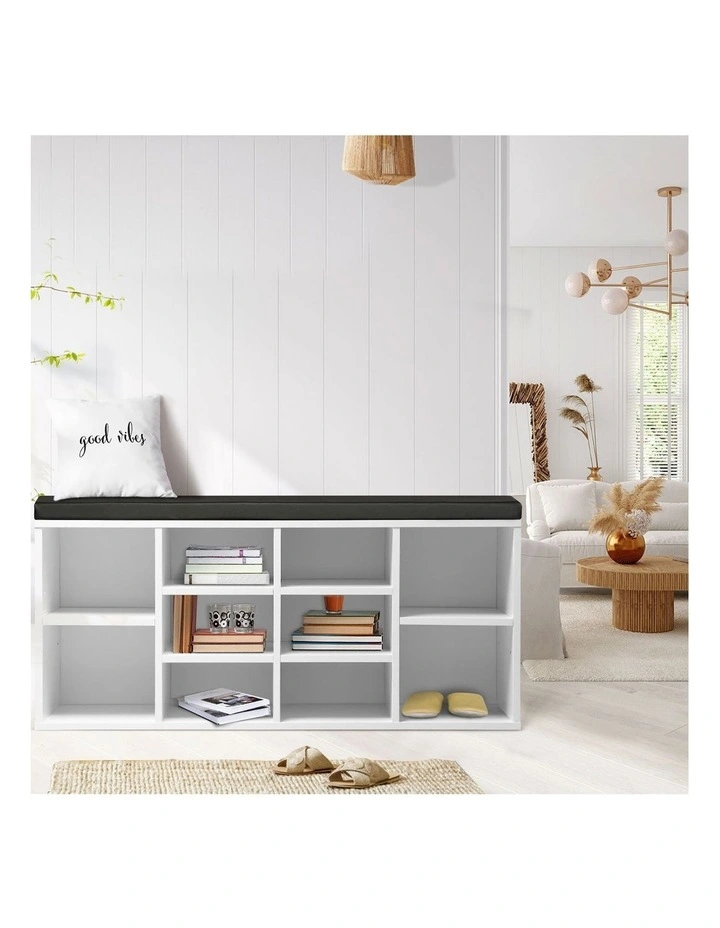 Oikiture Shoe Cabinet Bench Shoe Storage Rack PU Padded Seat Organiser Cupboard image 7