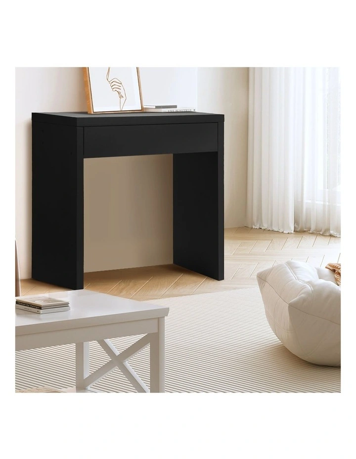 Oikiture Console Table Wood Sofa Table Hall Side Entry with Drawer Black image 5
