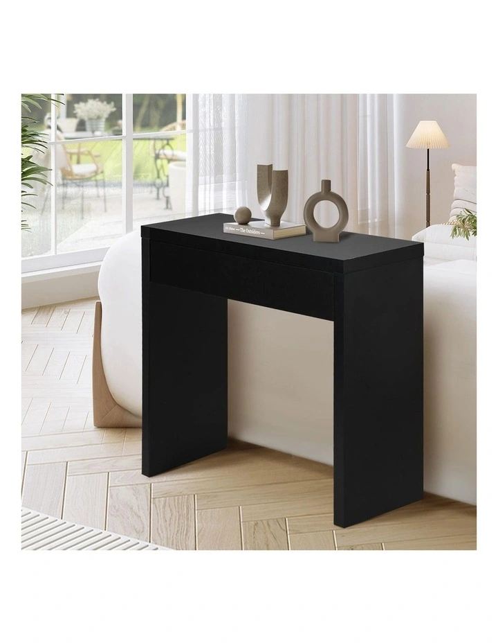 Oikiture Console Table Wood Sofa Table Hall Side Entry with Drawer Black image 7