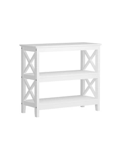 Oikiture 3-Tier Console Table X-Design Wood Sofa Table Hall Side Entry White