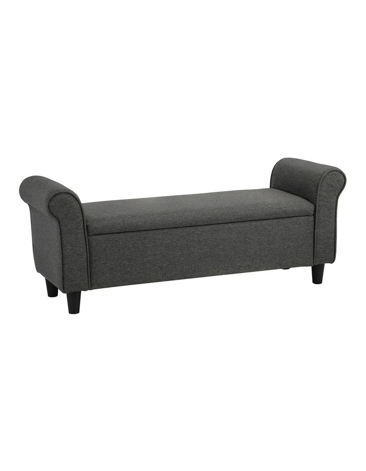 Oikiture Storage Ottoman Blanket Box Linen Fabric Arm Foot Stool Couch Large image 5