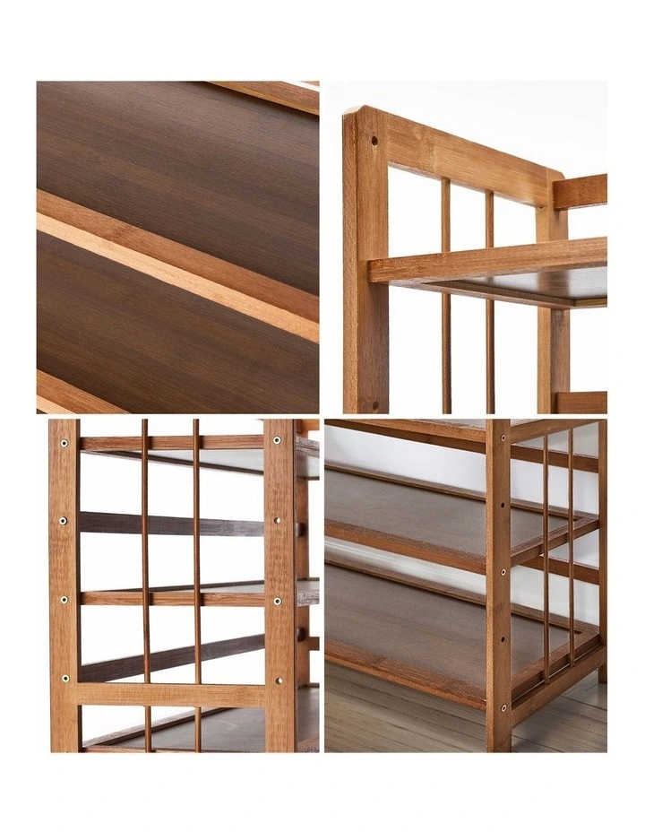 Oikiture Shoe Rack Storage Organizer Bamboo Stand 11 Shelves Brown image 6