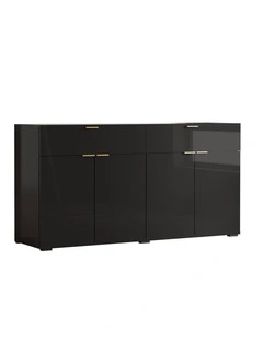 Oikiture Buffet Sideboard Storage Cabinet High Gloss 4 Doors 2 Drawers Black
