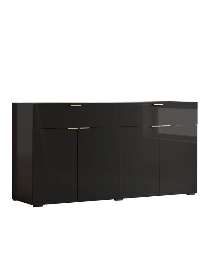 Oikiture Buffet Sideboard Storage Cabinet High Gloss 4 Doors 2 Drawers Black image 1