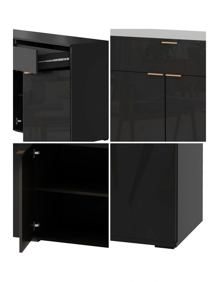 Oikiture Buffet Sideboard Storage Cabinet High Gloss 4 Doors 2 Drawers Black image 6