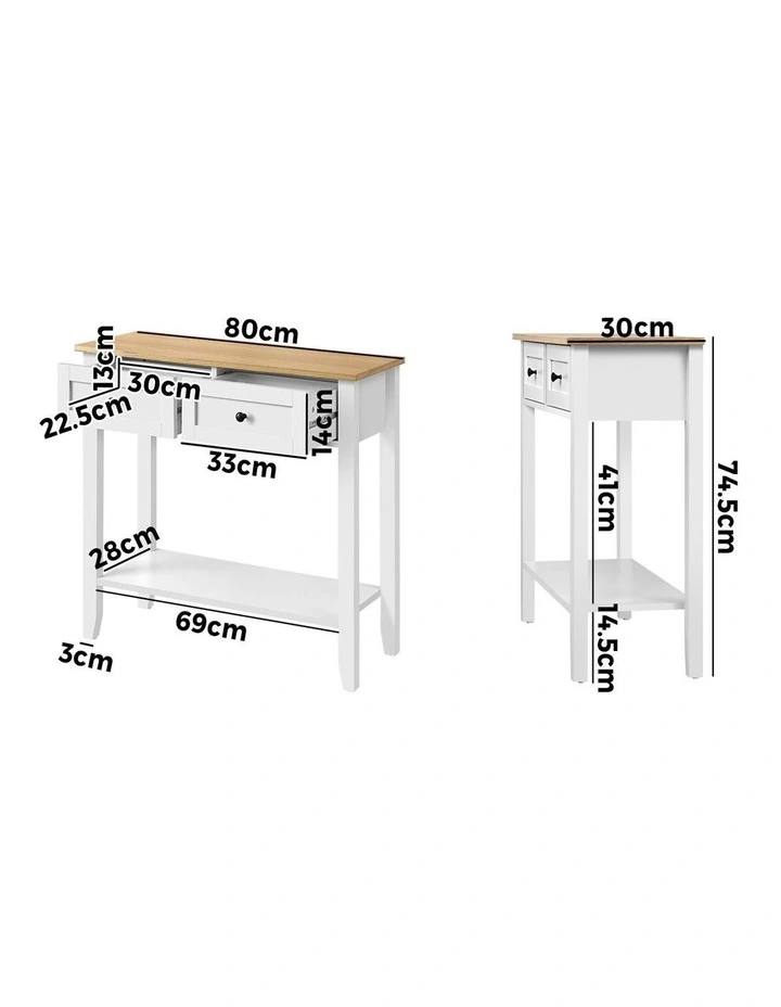 Oikiture Console Table Hallway Entry 2 Drawers Hall Side Display Shelf Desk image 3