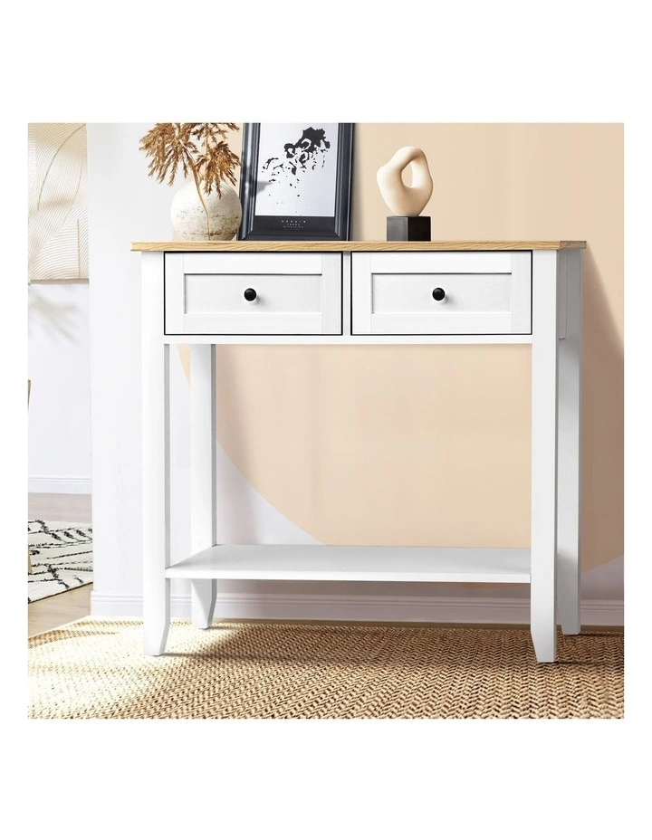 Oikiture Console Table Hallway Entry 2 Drawers Hall Side Display Shelf Desk image 4