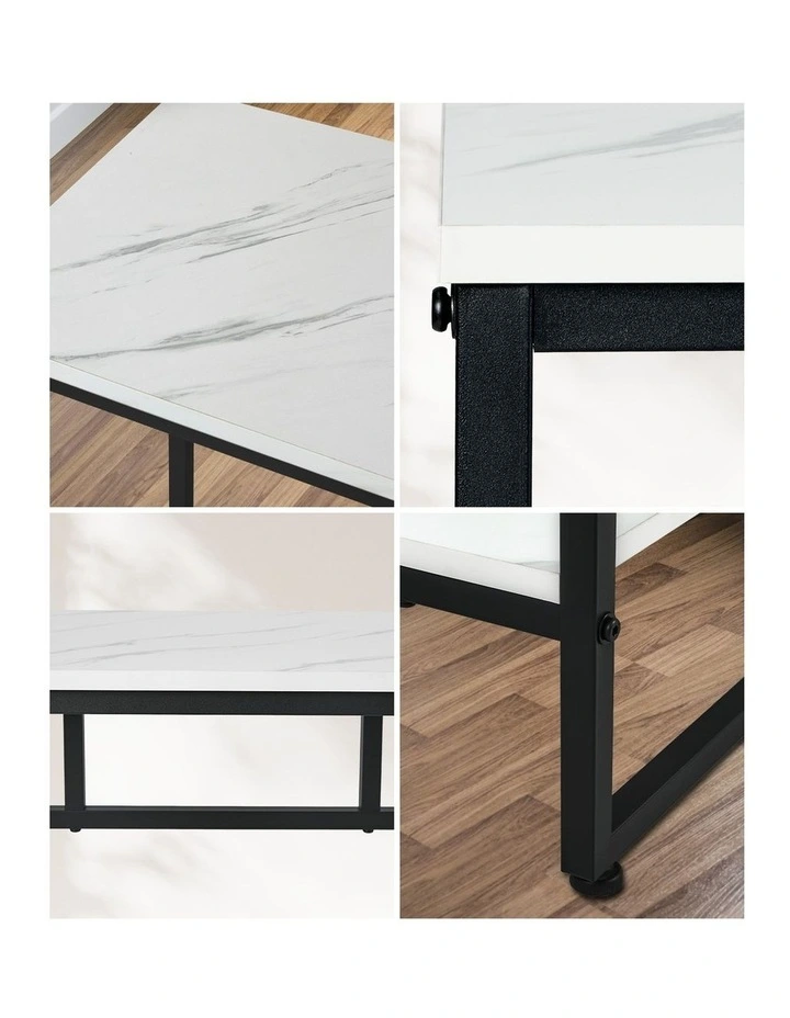 Oikiture Console Table Hallway Marble Effect Metal Entry Table Display WH&BK image 6