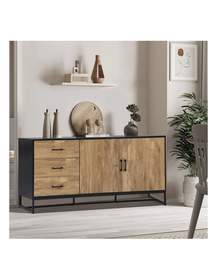Oikiture Buffet Sideboard Cabinet 3 Drawers 2 Doors image 4