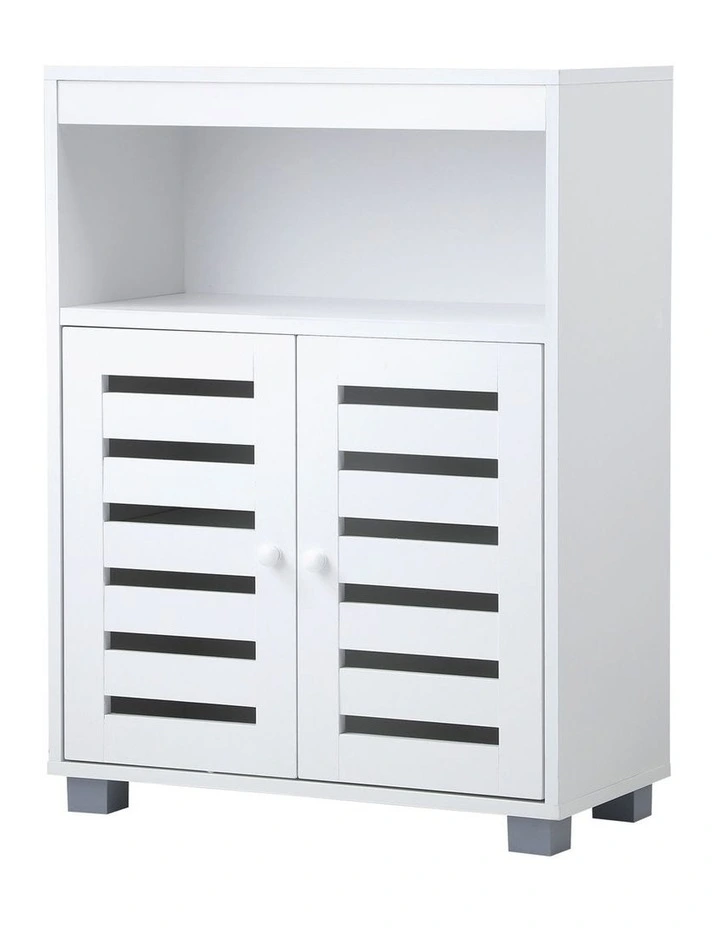 Oikiture Buffet Sideboard Storage Cabinet Slatted Doors White image 1