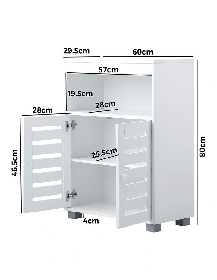 Oikiture Buffet Sideboard Storage Cabinet Slatted Doors White image 3