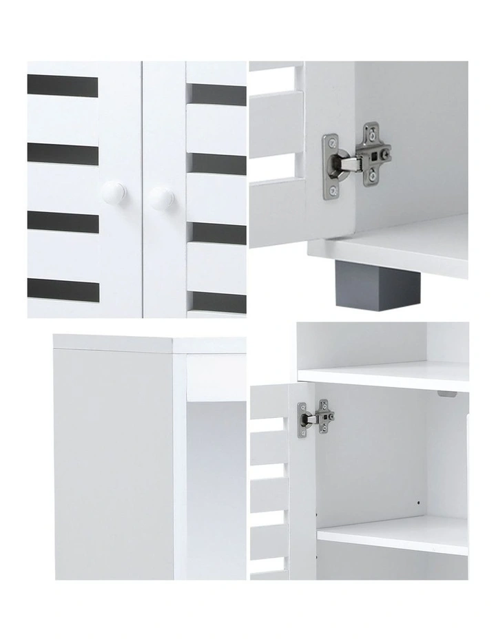 Oikiture Buffet Sideboard Storage Cabinet Slatted Doors White image 6