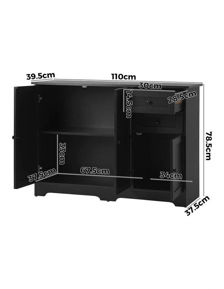 Oikiture Sideboard Buffet Storage Cabinet Black image 3