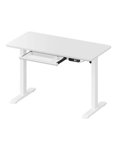 Oikiture 120cm Electric Standing Desk With Drawer Adjustable Height White